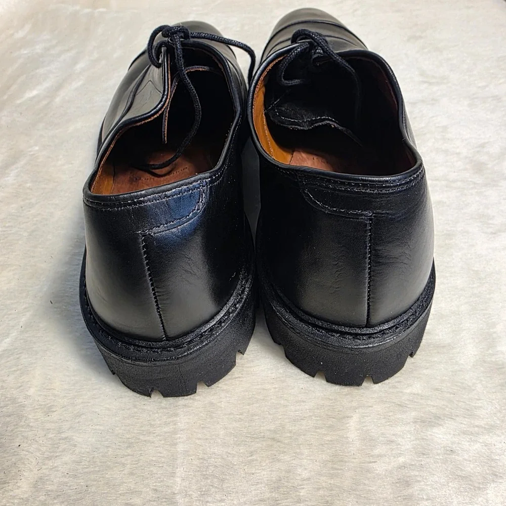 Allen Edmonds Park Avenue Lug Sole Black Leather Cap Toe Oxfords Mens 12 D NEW